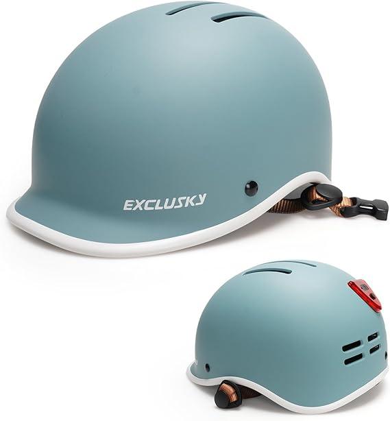 Exclusky Bike Helmet for Adults,Adjustable Cycling Helmet for Men & Women Safety Certified Bicycle Helmet for Commuting, Road Biking, Skating with USB Rechargeable Rear Light (Turquoise)