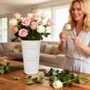 10" Tall Flower Buckets Metal Vase - Pack of 5 Rustic Farmhouse Centerpiece Vases for Table with Handles, Wedding Home Table Decor, Farmhouse White Flower Bar Bucket Holder