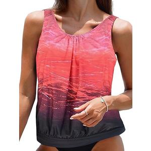 BIKINX Tankini Top Swimsuit Tops for Women Modest Tummy Control Swim Tops Plus Size Bathing Suit Top M