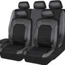 CAR PASS Leather Seat Covers, Automotive Sport Car Seat Cover Super 5mm Composite Sponge Inside, Airbag Compatible Universal Fits Most Cars, SUVs, Trucks and Vans (Full Set,Black & Gray)