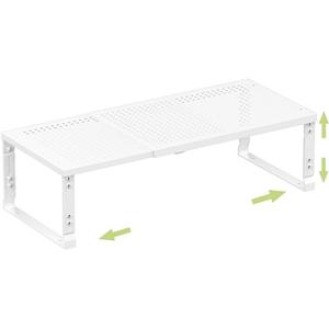 Zilvando Heavy-Duty Adjustable Metal Shelf Organizer - Expandable & Stackable Pantry Storage Rack for Kitchen, Bathroom, RV, Cabinets(1 Pack/White, Large)