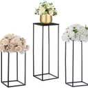 Nuptio Black Vase Plant Stand - 3 Pcs Tall Flower Vases for Wedding Birthday Party Centrepieces - Metal Column Display Table Rack Indoor Corner Flower Stand for Living Room Decor(15.7/23.6/31.5in)