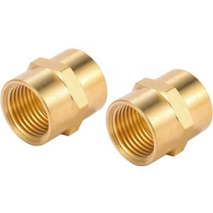 2 Pack 1/2" x 1/2" NPT Coupler, Brass Female Pipe Fitting (I.D x I.D: 3/4'' x 3/4''),1/2" NPT Female