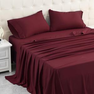 MICORAL Queen Bed Sheets Set, Soft Breathable Bedding Sheet Set, Sheets Set with 16" Deep Pocket Design (Queen, Red)