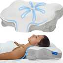 Cervical Neck Pillow - Memory Foam Pillow, Ergonomic Contour Pillow for Back and Side Sleepers, Breathable Slow-Rebound Foam, Cloud-Like Comfort (1, White)