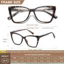 Oversized Reading Glasses Women Cat Eye Photochromic Computer Reader Stylish Ladies Designer Fashion Big Unbreakable Eyewear (Reader ( Black + Demi ))