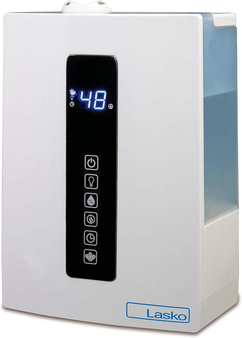 Lasko UH300 Warm and Cool Mist Humidifier with Humidistat and Timer, Quiet, Soothing Ultrasonic Dual Mist Humidifiers for Baby Nursery, Bedroom, Kids, Large Room and Home, 4.9L Tank, No Filter