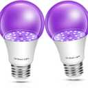 EvaStary LED Black Light Bulbs, 10W A19 Black Light Bulb for Halloween Decor, LED UVA 380-400nm UV Black Lights, E26 Base Blacklight Glow in Dark, Body Paint Fluorescent Poster Glow Party, 2 Pack