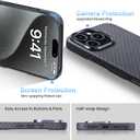 Aramid Fiber for iPhone 16 Pro Case,Compatible with Magnet,Slim & Light Case for iPhone 16 Pro, Touch Feeling, Black/Grey(Twill)