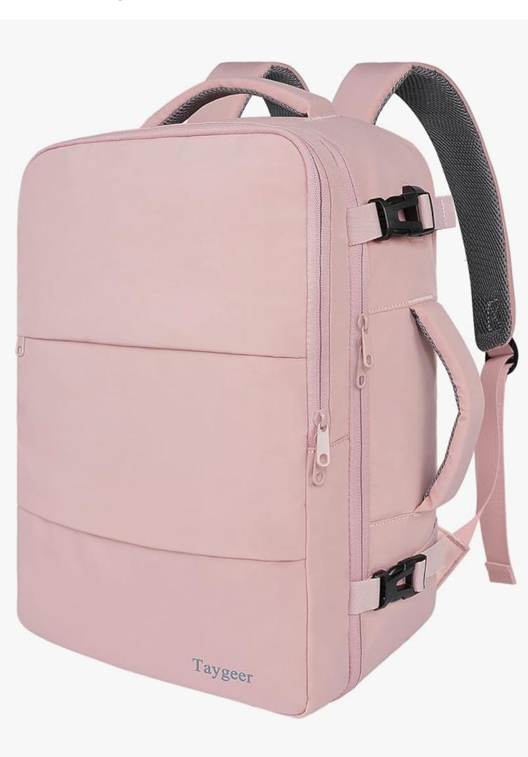 Taygeer Travel Backpack for Women, Carry On Backpack with USB Charging Port & Shoe Pouch, TSA 15.6inch Laptop Mochila Flight Approved, Nurse Bag Casual Daypack for Weekender Business Hiking, Pink