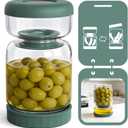 Luvan Glass Pickle Jar, 34oz Pickle Container with Strainer, LeakProof Kraut and Olive Hourglass Jug, Olive Jar with Airtight Lid, Multifunction Jalapeno Container, Gherkin Flip Jar for Fridge