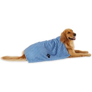 DII Design Embroidered Pet Towel, 44 x 27.5", Striped Blue