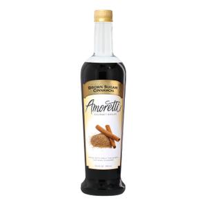 Amoretti - Brown Sugar Cinnamon Gourmet Syrup 750 ml, Flavor Coffees, Teas, Cocktails, & other Beverages, and Drizzle on Desserts, Gluten Free, GMO/GEO Free, Preservative Free, 94 Servings Per Bottle, BBD 04/14/2029 