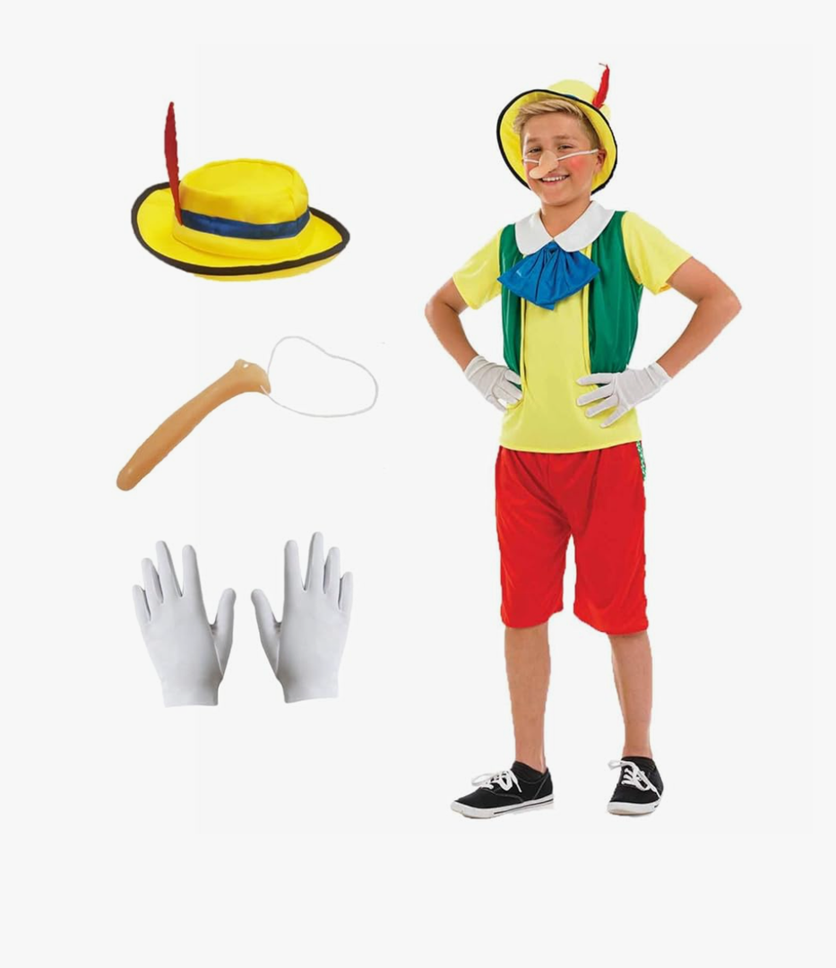 fun shack Puppet Costume for Kids, Fairytale Costumes for Boys, Puppet Costume for Girls Boys, Long Nose Costume, Size M