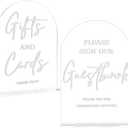 Acrylic Wedding Signs Clear 2PCS for Ceremony and Reception Guest Book Gifts and Cards Sign 5x7 Inch Arch Table Sign with Holder