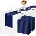 24 Pack Navy Blue Satin Table Runners 12 x 72 Inch Long Bright Silk Smooth Fabric Navy Blue Table Runners for Party Wedding Reception Birthday Banquet Decoration