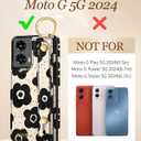 Petitian for Moto G 5G 2024 Case with Wallet - Women Girls Cute Girly Aesthetic Unique Design Leather Credit Card Holder Cardholder Stand Wristband for Motorola G 5G 2024, Black Flower