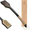 Back Scrubber Shower Brush,Dry Brushing Body Brush with 17.7 Inch Curved Long Handle, Natural Bristles for Lymphatic Drainage, Soft & Stiff Bristles (Natural Fiber, Stiff)