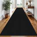 EARTHALL Runner Rug 3x20 Ft Washable Runners for Hallways Extra Long Woven Non Slip Entryway Runner Braided Kitchen Runner Indoor Outdoor Carpet Runners for Hotels, Officel, Stair, Black/Grey