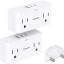 2 x 2 Pack  7 in 1 European Travel Plug Adapter, Travel Essentials, International Travel Adapter with 4 Outlets 3 USB Ports(2 USB C), US to Europe Plug Adapter to Most Europe Spain Italy France