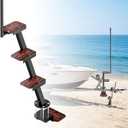 Heavy Duty Boat Trailer Steps with Safety Handle, EVA Anti-Slip Mat, 700 Lbs Capacity, 4 Step Tongue Ladder with Handle, Easy Installation, Universal Fits for Trailers Tongue Steps