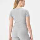 florence by mills Women's Rib Refresh Cropped Baby Tee Henley (XX-Large, Heather Grey)