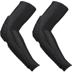 GUOZI Arm Elbow Sleeves, [2 Pack] Honeycomb Crashproof Arm Elbow Pads for Youth Adult Sports Football Basketball Volleyball (Medium, Black)
