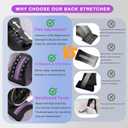 NEINEI Back Stretcher for Lower Body Comfort with Stepless Arc-Adjusting & 12 Magnets - Spinal Support Board for Muscle Relaxation and Posture Support (Black with Purple)