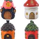 4Pcs Miniature Fairy Garden House, Mini Mushroom Cottage House, Fairy Accessories for Micro Landscape, Garden, Yard, Patio, Outdoor, Decorations, Gifts