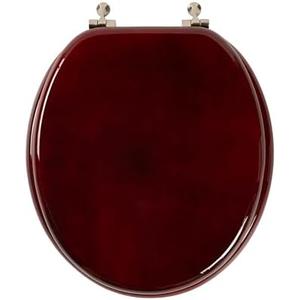 Toilet Seat, Solid Wood, Rubber Wood, High Gloss Finish, Mahogany Red, PIKLiDS (Round)