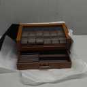 High End Watch Box for Men, 12 Slot Wooden Watch Case With Drawer, Watch Display Box with Glass Lid, 2-Layer Watch Holder for Jewelry and Watch Storage for Men Women , Ideal for Gift (With Gift Box) (Walnut)