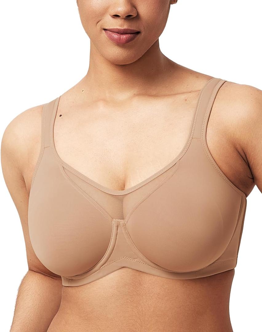 HSIA Minimizer Bras for Women Plus Size, Full Coverage Coolcomfort T Shirt Unlined Bra with Underwire for Heavy Breast (Beige, 44 DDD)