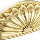goldenwarm 12 Pack Bright Gold Cabinet Handles Drawer Pulls Finger Edge Pull for Half Moon Cup Luxury Hardware 3" Hole Center Brushed Brass Knobs
