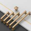Amerdeco 10 Pack Champagne Bronze Cabinet Pulls 5 Inch(128MM) Hole Centers Kitchen Cabinet Handles Cabinet Hardware Kitchen Handles for Cabinets Cupboard Handles Drawer Pulls ZH0019