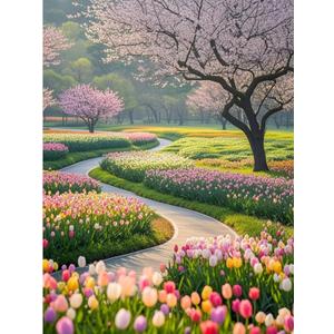 Chionox Landscape Diamond Art Kits for Adults,Flowers Street Scenery Diamond Painting Kits for Adults Beginners,5D Round Full Drill Diamond Art Scenery Craft for Home Wall Decor 12x16 inch (RS34030)