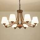 8-Light Large Rustic Chandeliers with Frosted Milky White Glass, Classic 30Pendant Ceiling Light, Oil Rubbed Bronze Durable Metal Hanging Fixture for Dining Room, Living Room, Kitchen, Farmhouse