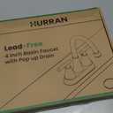 Hurran 4 inch 3 hole Chrome Bathroom Sink Faucet with Pop-up Drain and Supply Hoses, Stainless Steel Lead-Free 2-Handle Centerset Utility Faucet for Sink Vanity RV