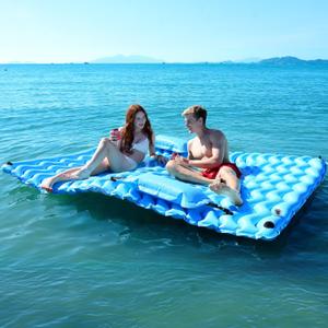 2025 Upgrade Giant Inflatable Floating Mat-Pool Float Lake Floats for Adults with Pool Hammock Pool Mats for Floating Swimming Pool Beach Lake for Summer Water Party (102"*72", Blue)