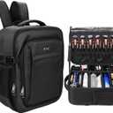 Relavel Makeup Backpack, Professional Travel Train Case Makeup Artist Kit Set Bag for Women Extra Large Cosmetic Organizer, Brush Storage Holder, with Adjustable High Dividers, Black