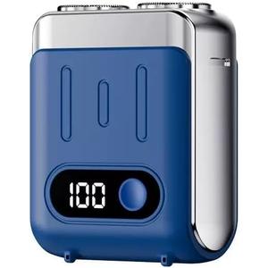 Mini Electric Shaver for Men: USB C Fast Charge Portable Electric Razor with LED Display - IPX8 Waterproof Wet and Dry Travel Small Shavers Dual Head Pocket Shaver for Beard Face (Blue)