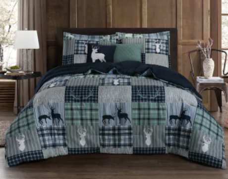 Coleman Patchwork Durango Deer & Plaid Comforter Set - Green