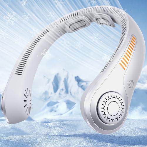 Portable Neck Fan - Rechargeable Personal Fan with Neck Brace, 5 Speeds, All-Around Cooling, Hands-Free Bladeless Lightweight Quiet Neck Fans That Blow Cold Air Gift for Women/Men, Hot Flashes, Travel (Gray)