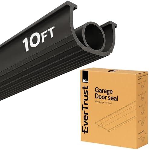 EverTrust Garage Door Bottom Seal – Weatherproof Stripping Rubber Seal with 5/16” T-Ends. Protect Your Garage from Weather and Dust with EPDM Rubber Garage Door Draft Stopper (10 Ft)