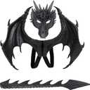 CRTEPST Dragon Costume for Kids Boys Girls, Dragon Wing Tail Mask Set,Halloween Dinosaur Cosplay Set for Child