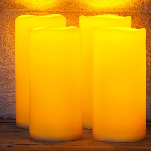 Homemory 4"x10" Large Solar Candles Outdoor Waterproof, Dusk to Dawn, Solar Powered Flameless Candles for Outdoor, Lanterns, Set of 3
