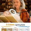 10X Magnifying Glass with Light,5 Colors+10 Brightness Reading Lamp,58 LED Magnifier with Light,750 Lumen Lighted Magnifying Glass for Reading,Clip on Lamp for Desk/Bed/Work/Nail [Adapter]