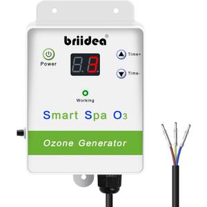 Spa Ozone Generator, Briidea Hi-Output Hot Tub Ozonator with Countdown Timer for Any Tubs or Spas, Non-Chemical, Increase Your Comfortable Bath