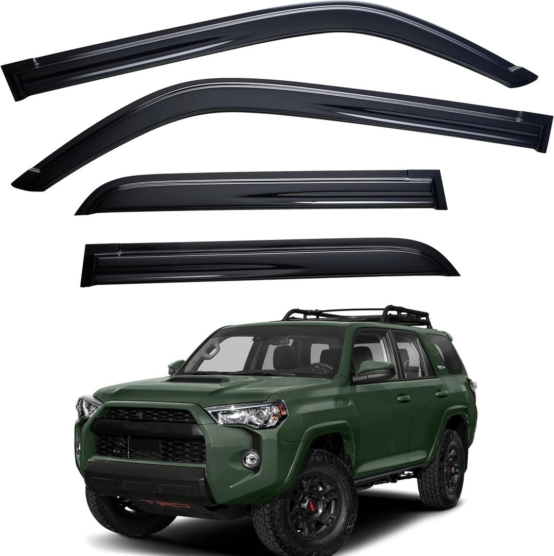 Window Visor Fit for Toyota 4runner 2010 2011 2012 2013-2021 2022 2023,4PCS Rain Guard Sun Shield Shade Tape-on Side Rain Window Deflectors