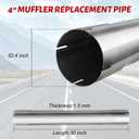 Silver Galvanized Straight Exhaust Pipe Tubing Steel 30 Inch Long 4 Inch OD