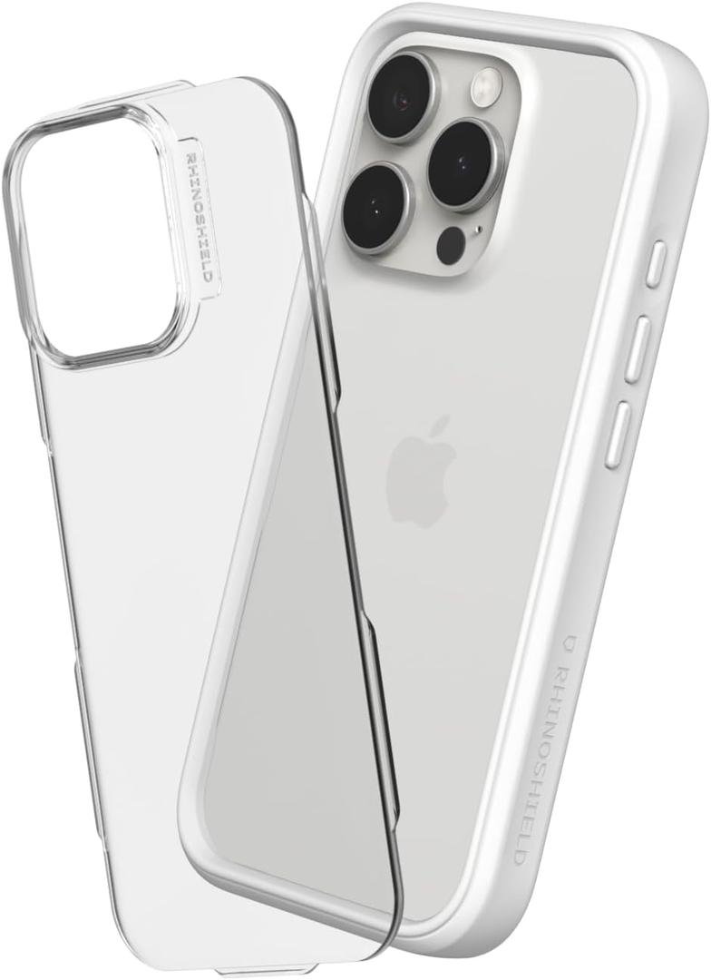 RhinoShield Modular Case Compatible with [iPhone 16 Pro Max] | Mod NX - Customizable Shock Absorbent Heavy Duty Protective Cover 3.5M / 11ft Drop Protection - White